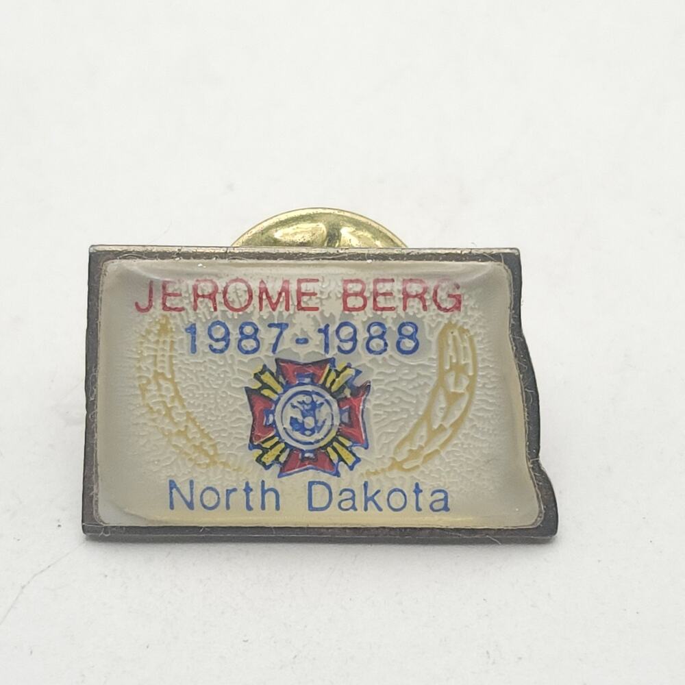 1987-1988 Jerome Berg North Dakota VFW State Commander Lapel Pin Vintage Badge